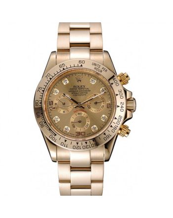 Rolex Cosmograph Daytona Brown Dial Diamond Numerals Gold Case And Bracelet 1454245